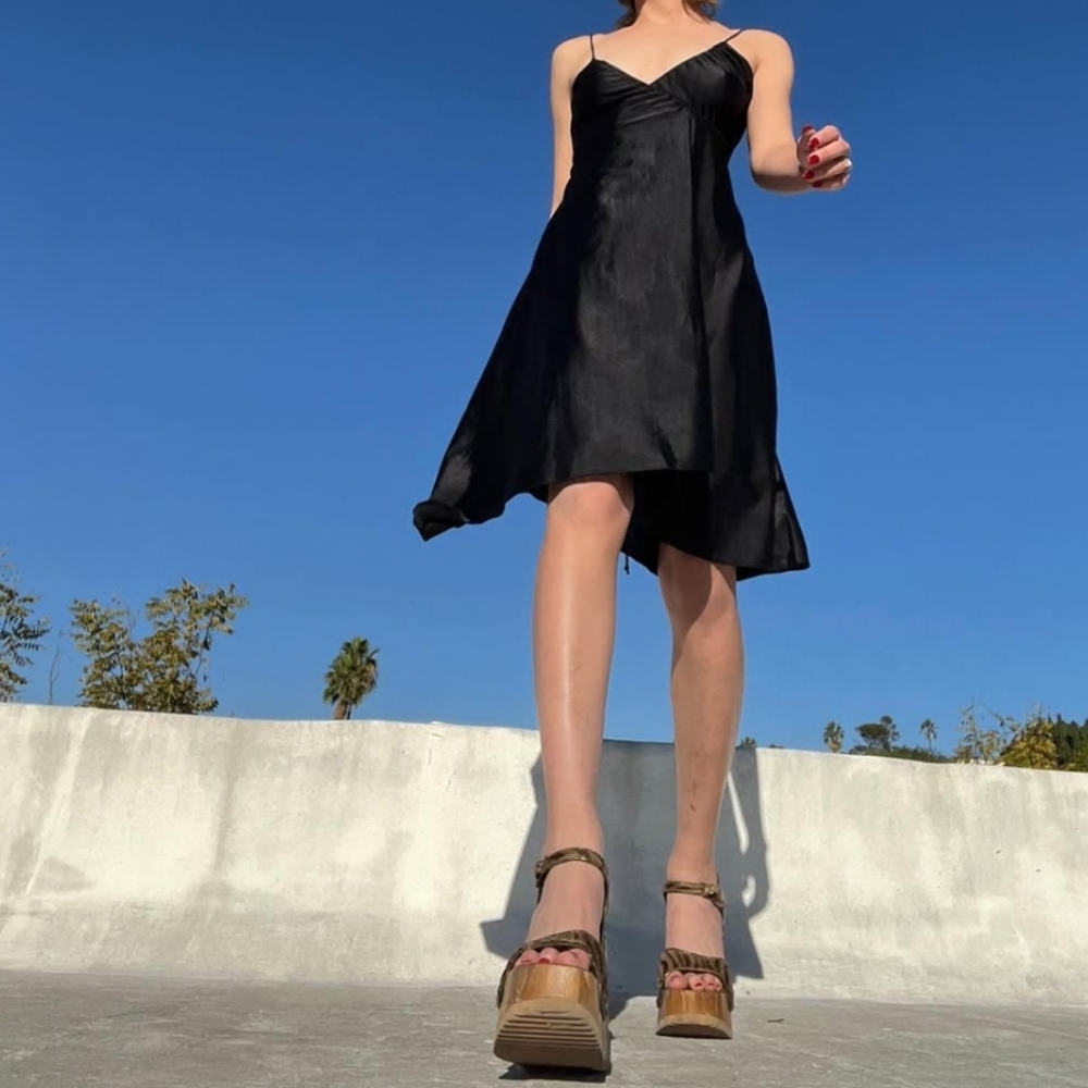 1970s Vintage Danskin Black Disco Dress